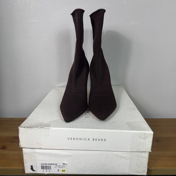 New Veronica Beard Lisa Knit Stiletto Booties in Espresso Women's Size 9 - Picture 9 of 9